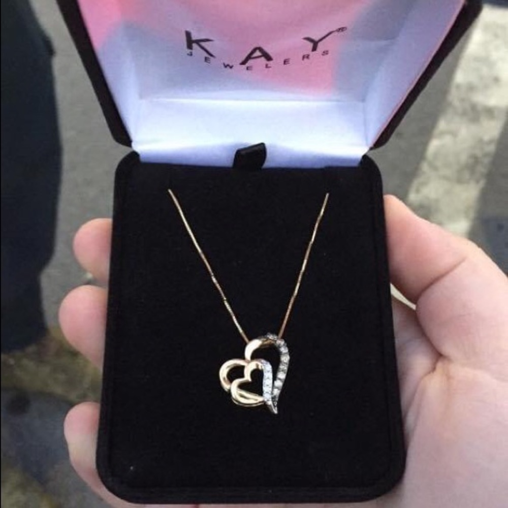 10K Gold Necklace w/ White/Chocolate Diamonds
